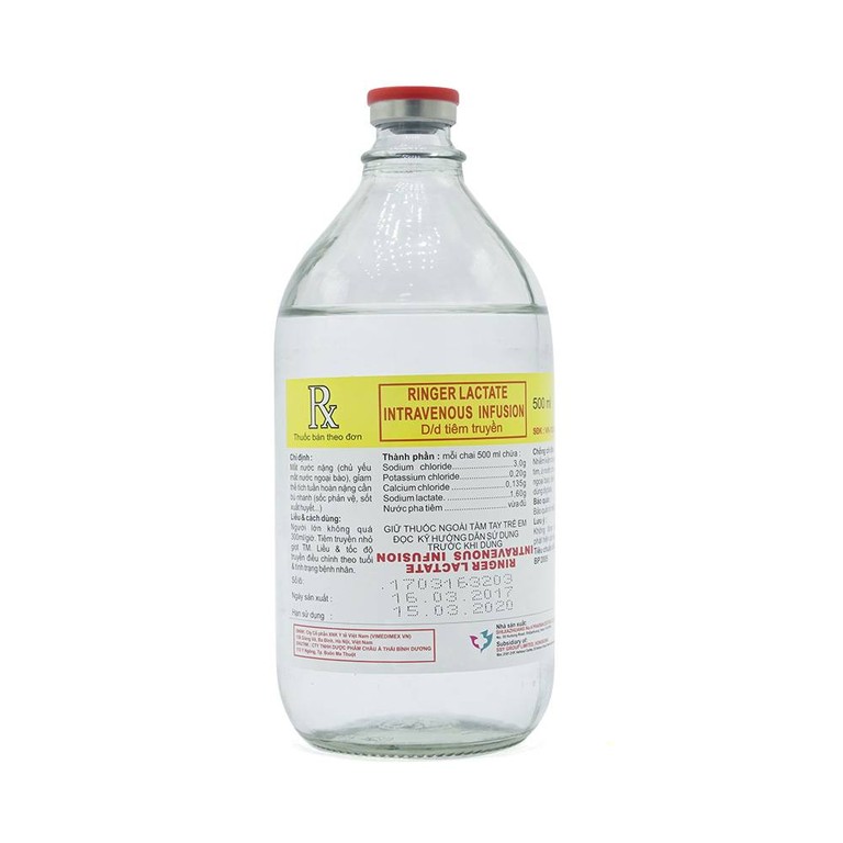 Dung dịch Ringer Lactate Intravenous Infusion truyền tĩnh mạch bù nước và điện giải (500ml)