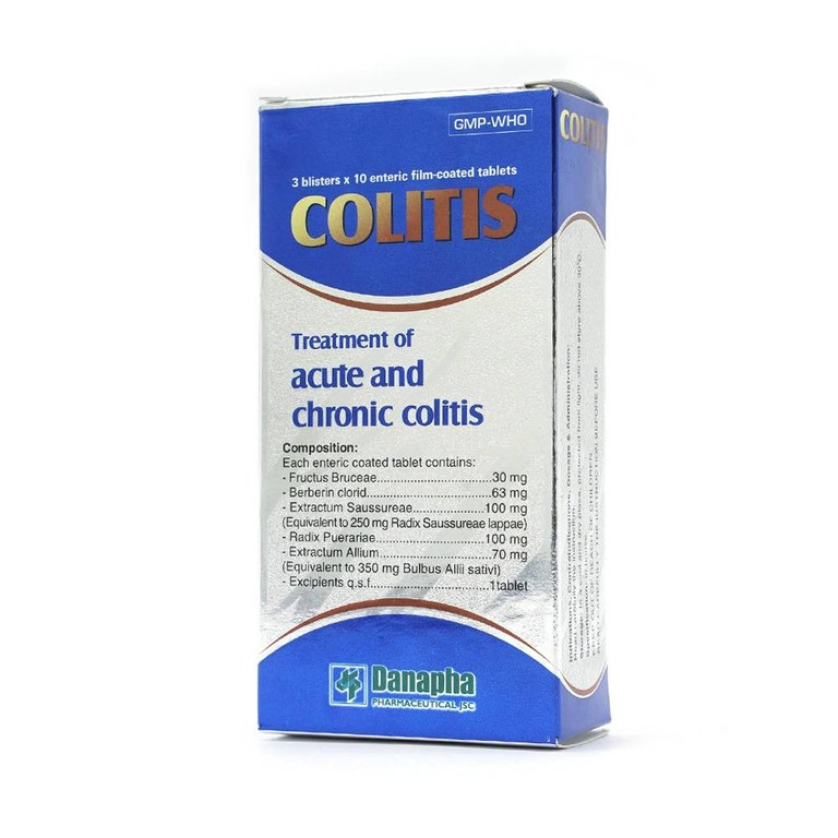 Thuốc Colitis Danapha điều trị viêm đại tràng cấp và mãn tính (3 vỉ x 10 viên)