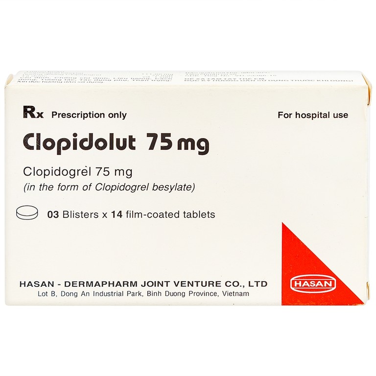 Thuốc Clopidolut 75mg Hasan phòng ngừa các biến cố do xơ vữa động mạch (3 vỉ x 14 viên)