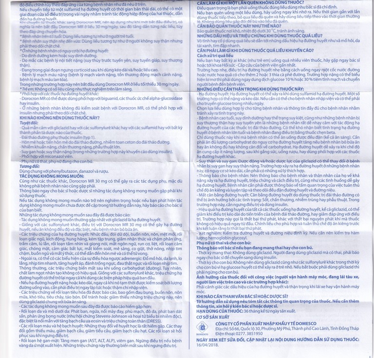 Thuốc Dorocron MR 30mg Domesco điều trị đái tháo đường típ 2 (2 vỉ x 30 viên)