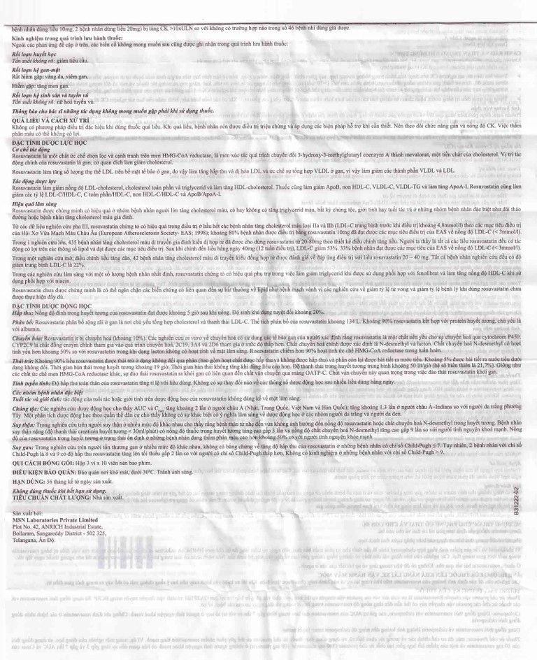 Thuốc LDNIL 10 MSN điều trị tăng cholesterol (3 vỉ x10 viên)