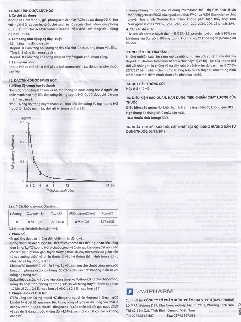 Thuốc Toulalan Davipharm điều trị triệu chứng về dạ dày (6 vỉ x 10 viên)