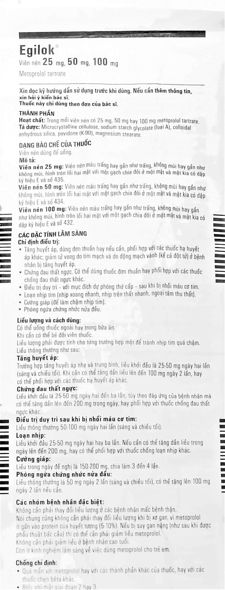 Thuốc Egilok 50mg Egis Pharma điều trị tăng huyết áp, đau thắt ngực (60 viên)