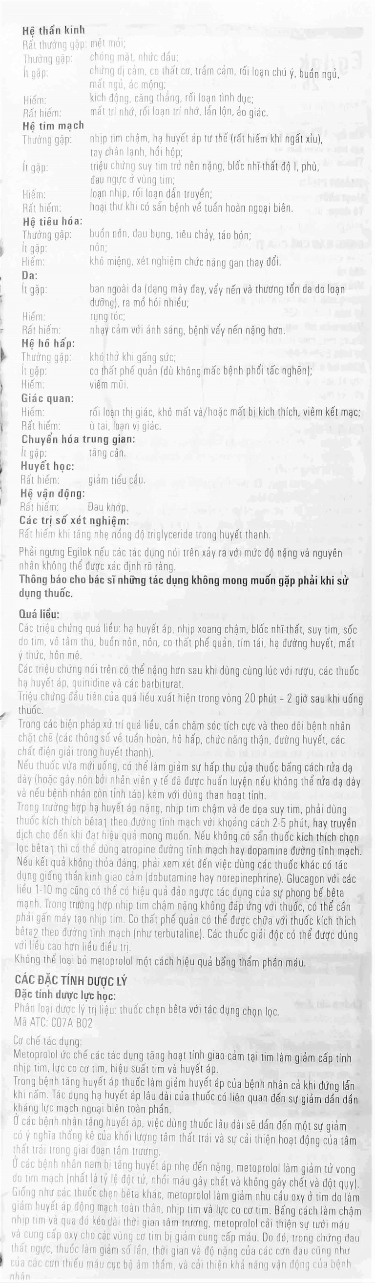 Thuốc Egilok 50mg Egis Pharma điều trị tăng huyết áp, đau thắt ngực (60 viên)