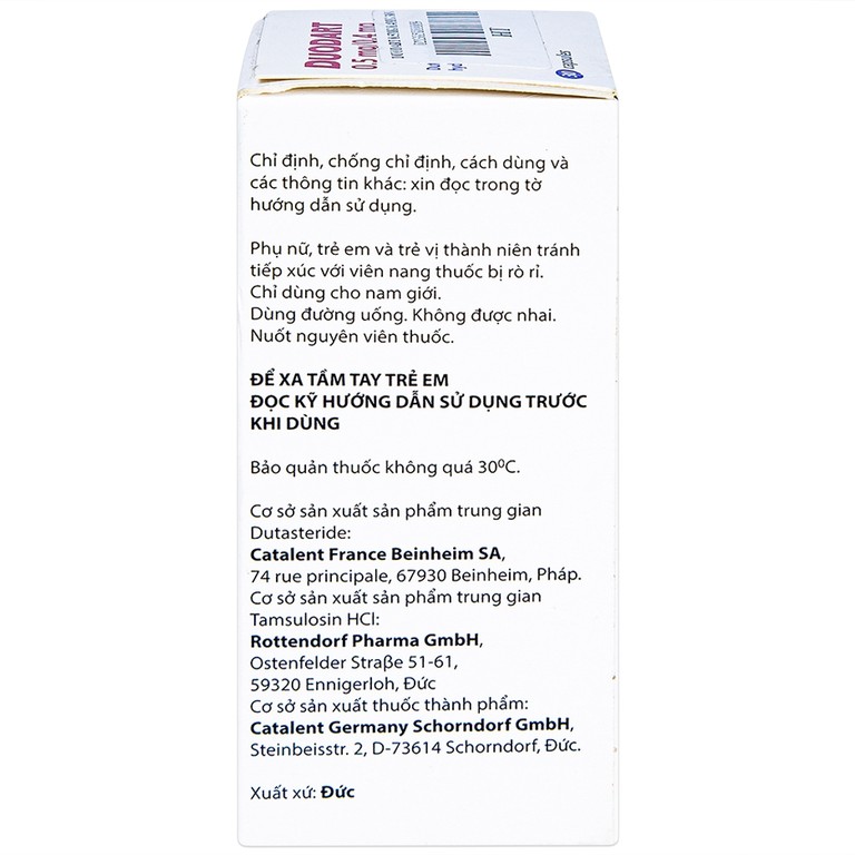 Thuốc Duodart 0.5mg/0.4mg GSK điều trị bệnh phì đại lành tính tuyến tiền liệt (30 viên)