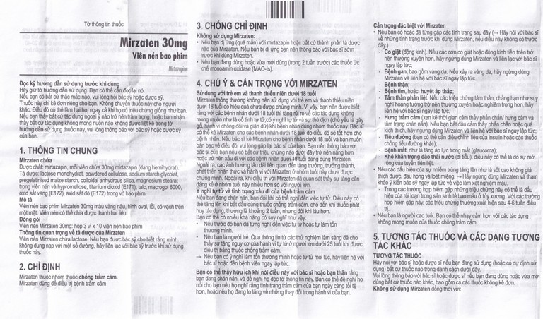 Viên nén Mirzaten 30mg KRKA điều trị trầm cảm (3 vỉ x 10 viên)