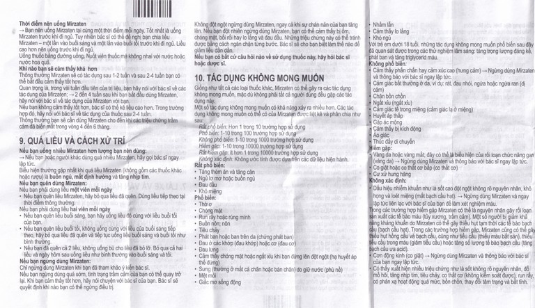 Viên nén Mirzaten 30mg KRKA điều trị trầm cảm (3 vỉ x 10 viên)