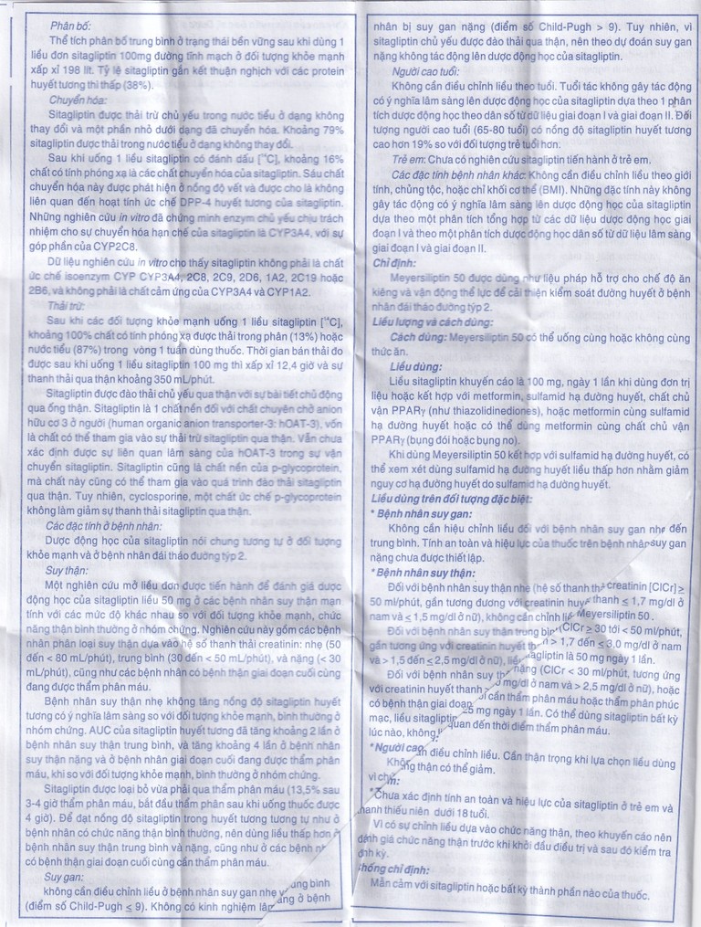 Viên nén Meyersiliptin 50 Meyer - BPC hỗ trợ chế độ ăn kiêng, kiểm soát đường huyết (3 vỉ x 10 viên)