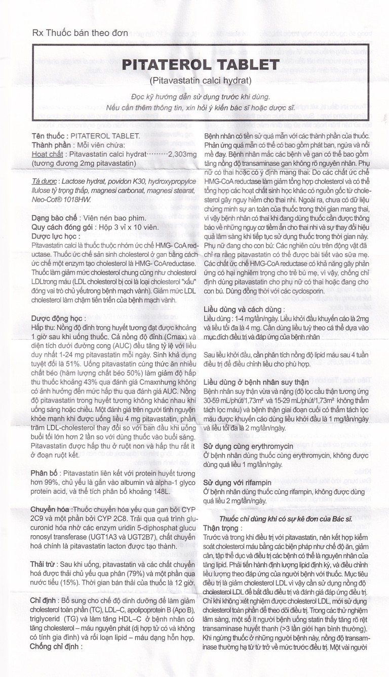 Thuốc Pitaterol Tablet 2mg Medical Korea giảm cholesterol toàn phần (3 vỉ x 10 viên)