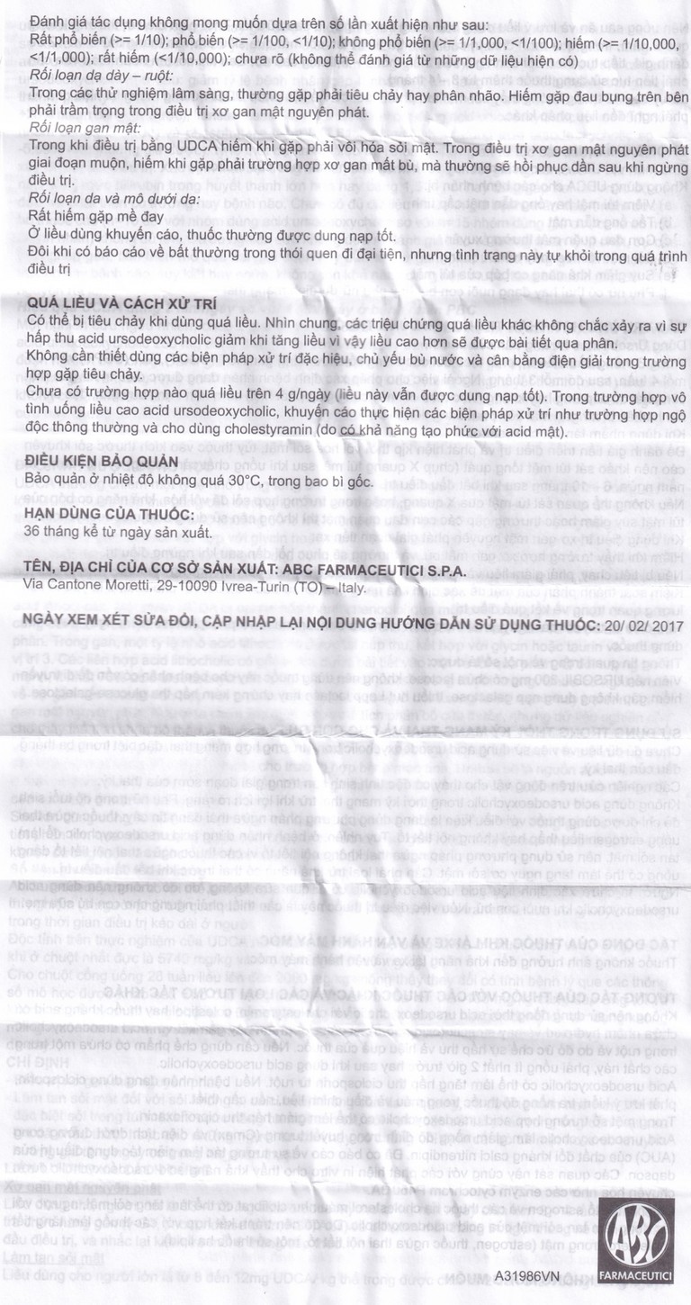 Thuốc Ursobil 300 ABC Farmaceutici điều trị xơ gan mật, làm tan sỏi mật (3 vỉ x 10 viên)