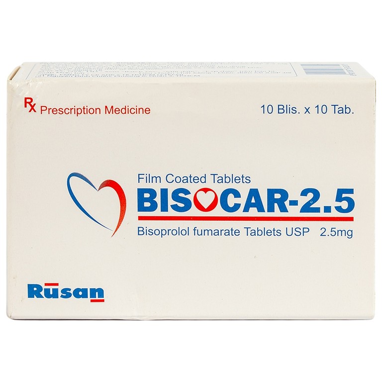 Thuốc Bisocar 2.5mg Rusan Pharma điều trị tăng huyết áp (10 vỉ x 10 viên)