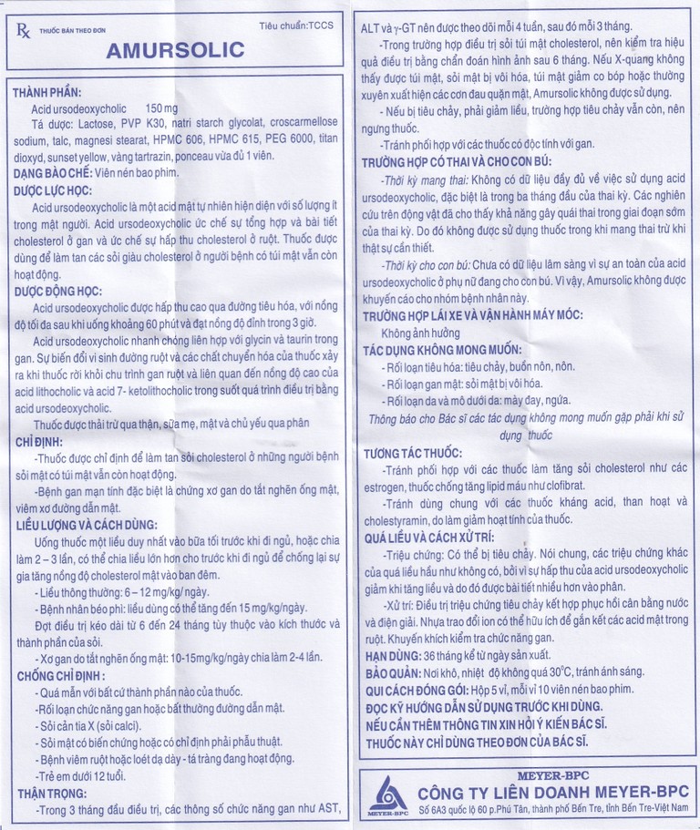 Thuốc Amursolic Meyer hỗ trợ làm tan sỏi cholesterol (5 vỉ x 10 viên)