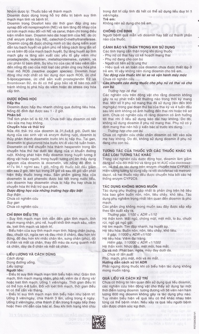 Thuốc Diosfort Savi điều trị bệnh suy tĩnh mạch mạn tính (4 vỉ x 15 viên)