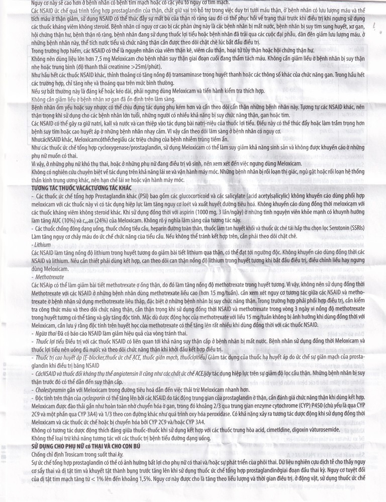 Thuốc Trosicam 7.5mg Alpex Pharma điều trị viêm đau xương khớp (3 vỉ x 10 viên)