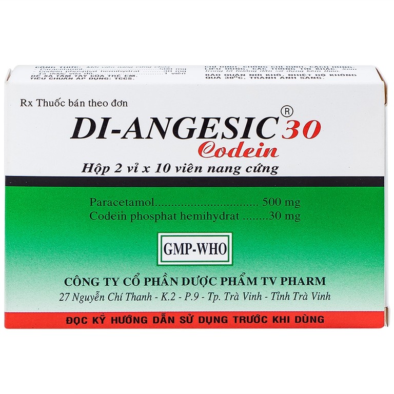 Thuốc Di-Angesic 30 Codein giảm đau cấp tính mức độ trung bình (2 vỉ x 10 viên)
