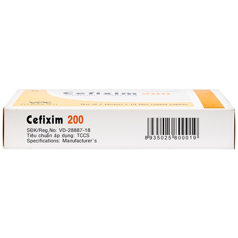 Thuốc Cefixim 200mg Pharimexco điều trị nhiễm khuẩn (2 vỉ x 10 viên)