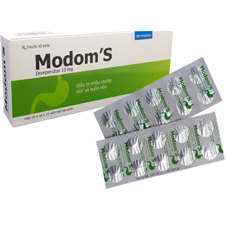 Viên nén Modom's 10mg DHG Pharma điều trị triệu chứng nôn và buồn nôn (10 vỉ x 10 viên)