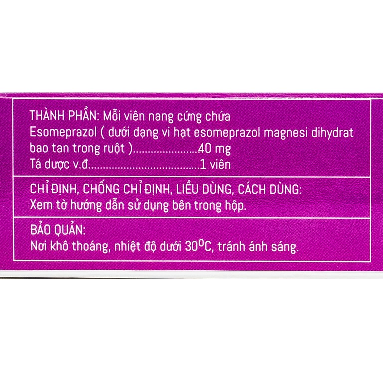 Thuốc Esomeprazol 40-HV điều trị trào ngược dạ dày, thực quản (3 vỉ x 10 viên)