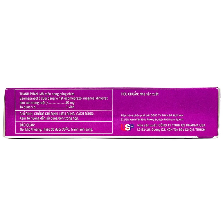 Thuốc Esomeprazol 40-HV điều trị trào ngược dạ dày, thực quản (3 vỉ x 10 viên)