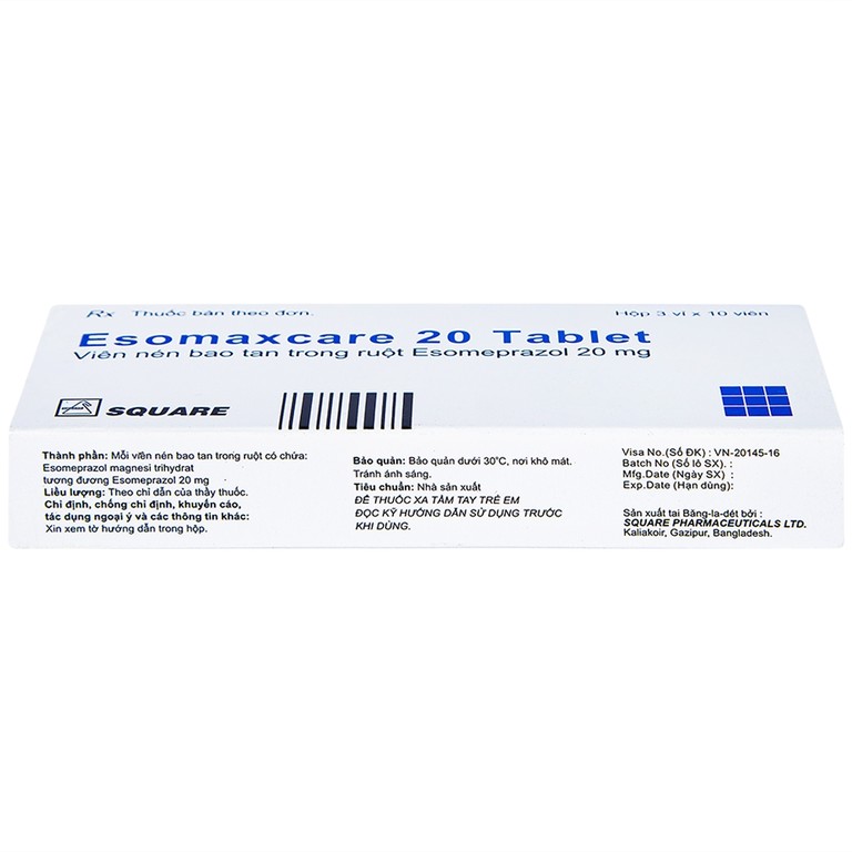 Thuốc Esomaxcare 20 Square điều trị loét dạ dày tá tràng lành tính (3 vỉ x 10 viên)