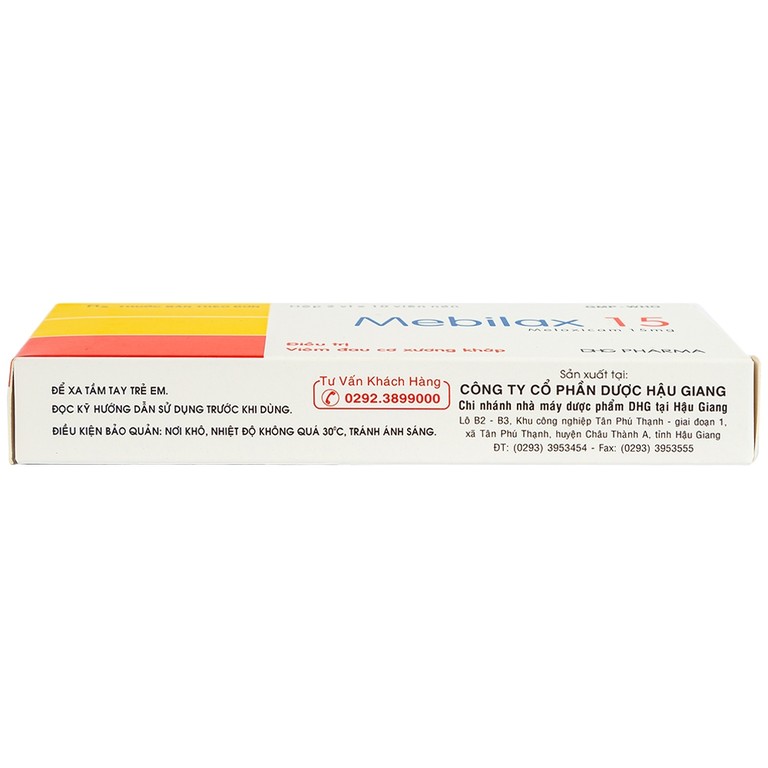 Thuốc Mebilax 15 DHG điều trị viêm đau cơ xương khớp (2 vỉ x 10 viên) 