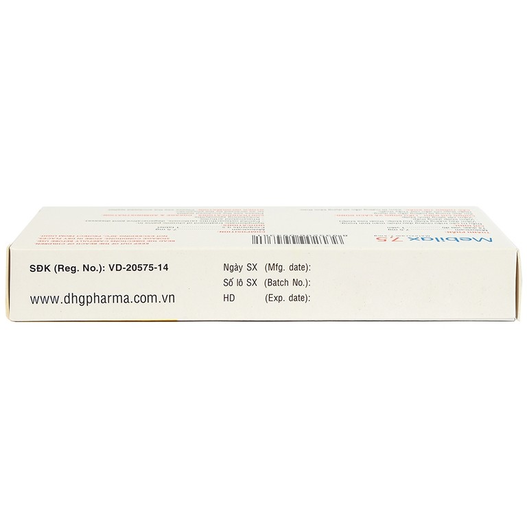 Viên nén Mebilax 7,5 DHG Pharma  điều trị viêm đau cơ xương khớp (2 vỉ x 10 viên)