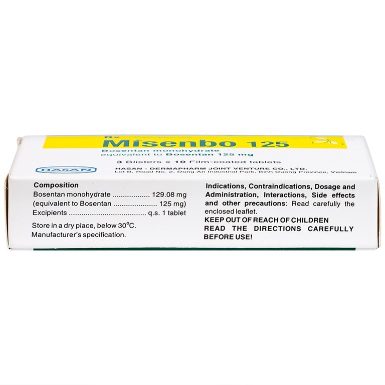 Viên nén Misenbo 125 Hasan điều trị tăng huyết áp (3 vỉ x 10 viên)