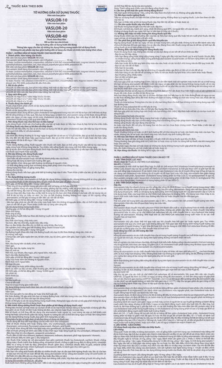 Thuốc Vaslor 20mg Davi Pharm giảm cholesterol và triglycerid (4 vỉ x 7 viên)