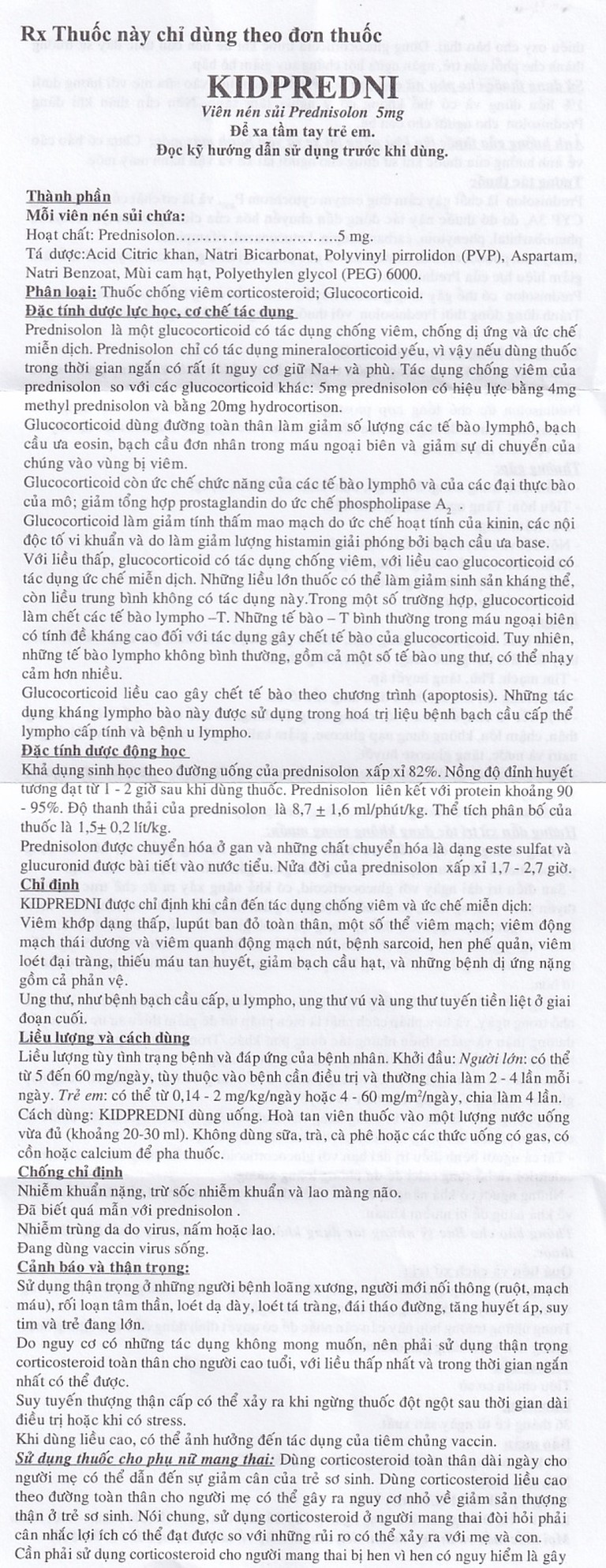 Viên sủi Kidpredni 5mg USP chống viêm, chống dị ứng và ức chế miễn dịch (5 vỉ x 10 viên)