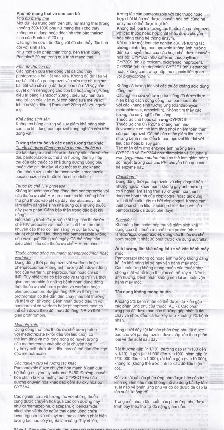 Viên nén Pantoloc 20mg Takeda điều trị trào ngược dạ dày thực quản (1 vỉ x 14 viên)