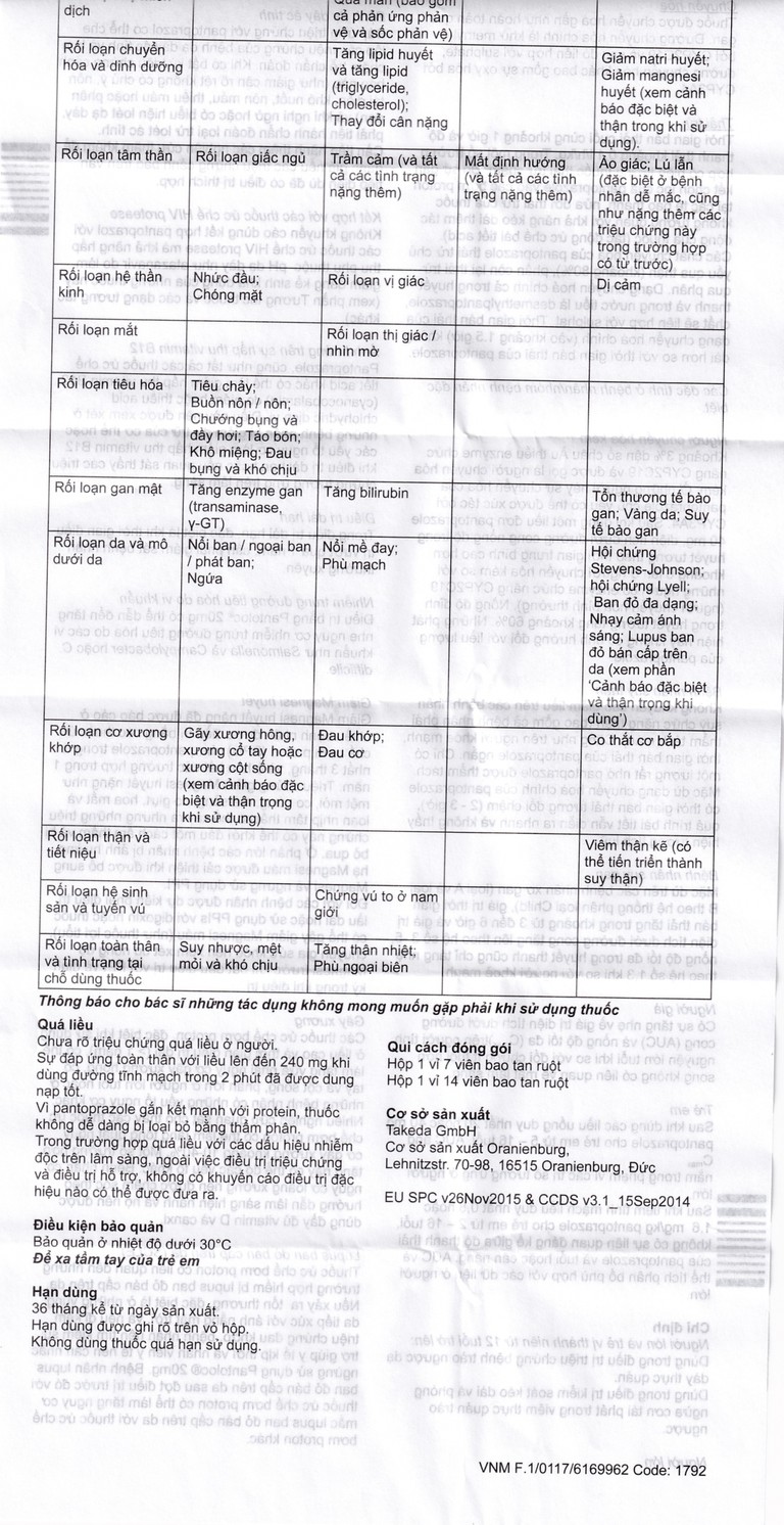 Viên nén Pantoloc 20mg Takeda điều trị trào ngược dạ dày thực quản (1 vỉ x 14 viên)