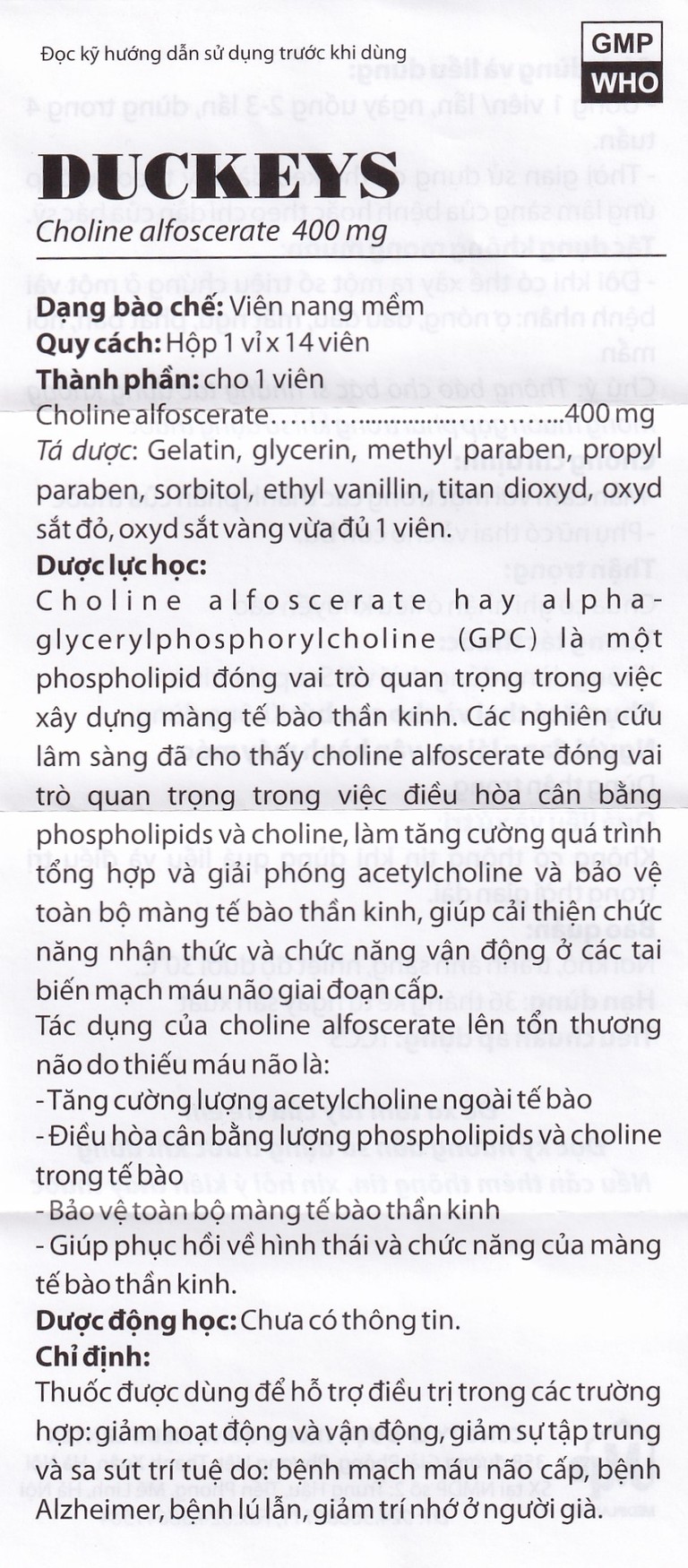 Thuốc Duckeys Mediplantex hỗ trợ điều trị triệu chứng bệnh azheimer (1 vỉ x 14 viên)