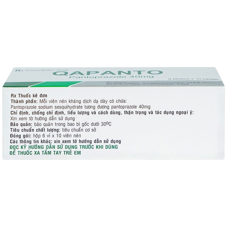 Thuốc Qapanto Atlantic giảm tái phát loét tá tràng, dạ dày (6 vỉ x 10 viên)
