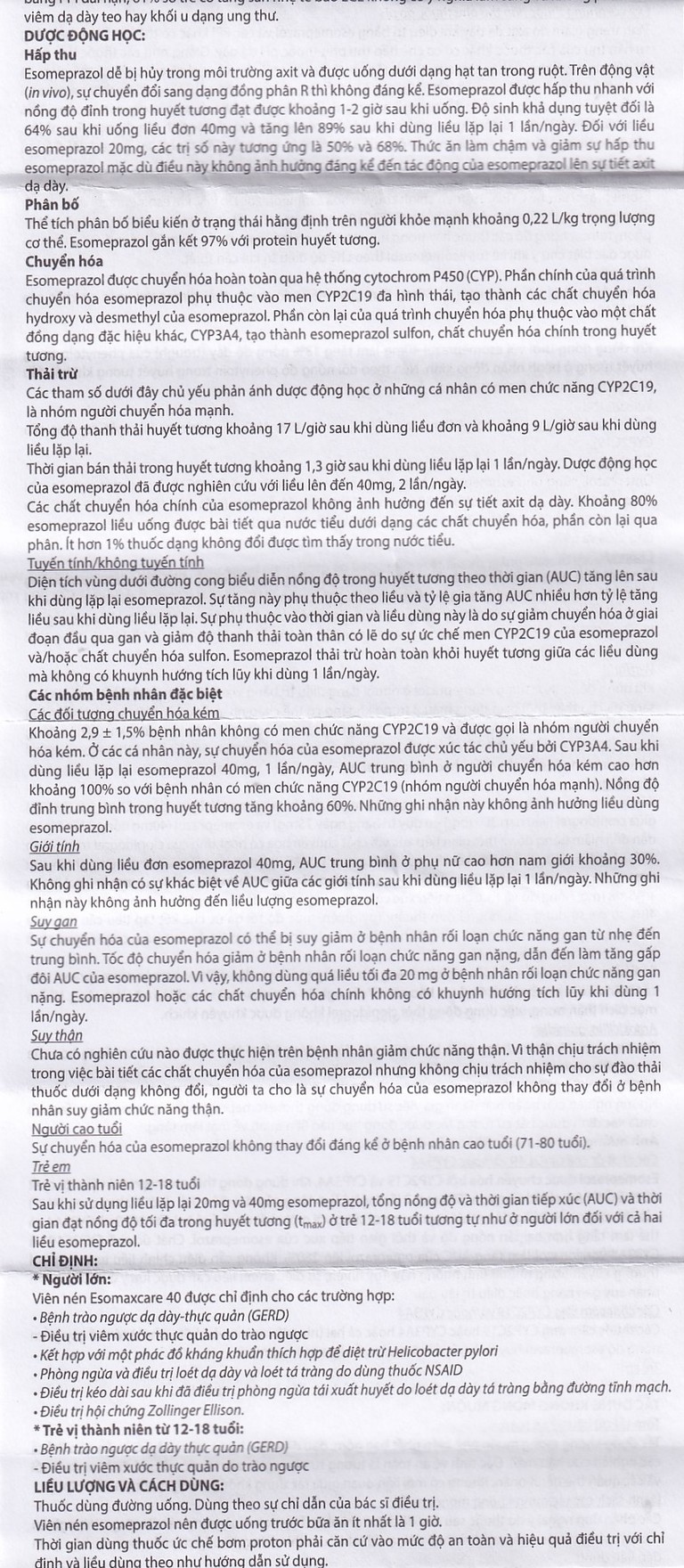 Thuốc Esomaxcare 40 điều trị trào ngược dạ dày thực quản (3 vỉ x 10 viên)