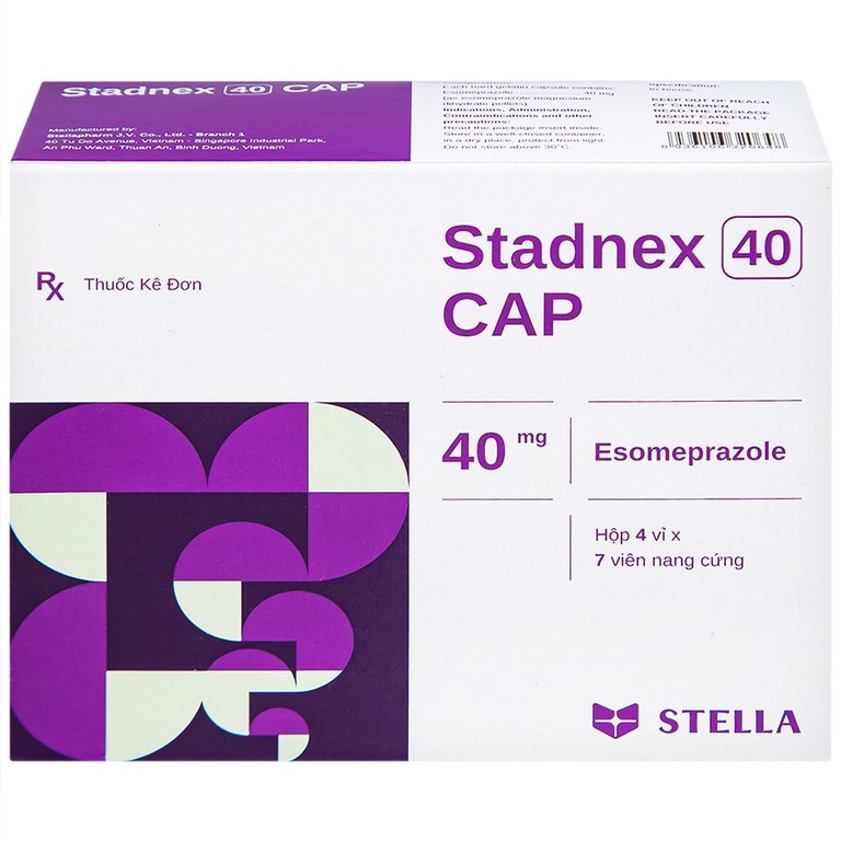 Thuốc Stadnex 40 CAP Stella điều trị trào ngược dạ dày, thực quản (4 vỉ x 7 viên)