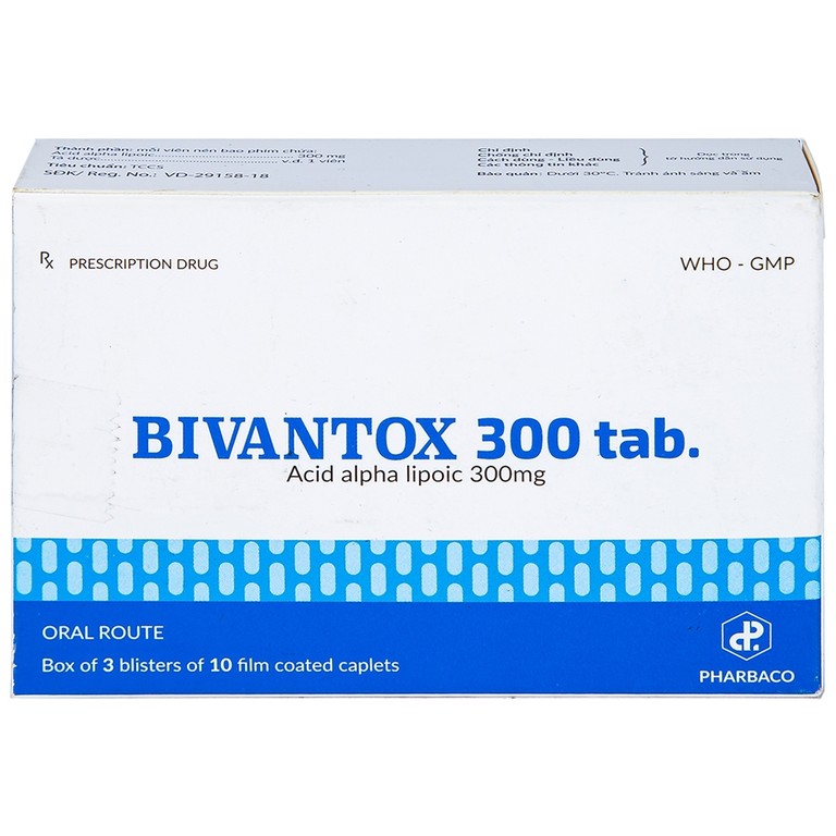 Thuốc uống Bivantox 300 Pharbaco hỗ trợ điều trị rối loạn cảm giác ở những bệnh nhân đái tháo đường (3 vỉ x 10 viên)