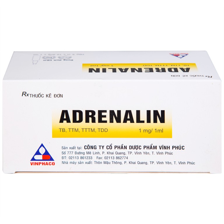 Dung dịch tiêm Adrenalin 1mg/1ml hồi sức tim phổi, cấp cứu choáng phản vệ (5 vỉ x 10 ống)