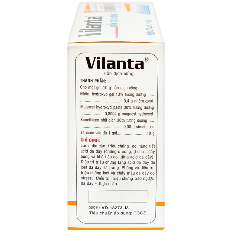 Thuốc Vilanta Pharimexco dịu triệu chứng ợ nóng, ợ chua (20 gói x 10g)