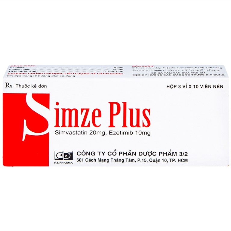 Thuốc Simze Plus 20mg/10mg Dược 3-2 cải thiện mức độ Cholesterol toàn phần (3 vỉ x 10 viên)