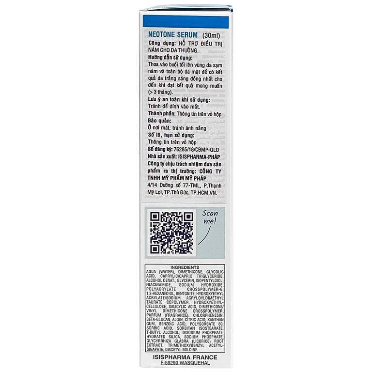Tinh chất Isis Neotone Serum dưỡng trắng, ngừa nám, đồi mồi (30ml)