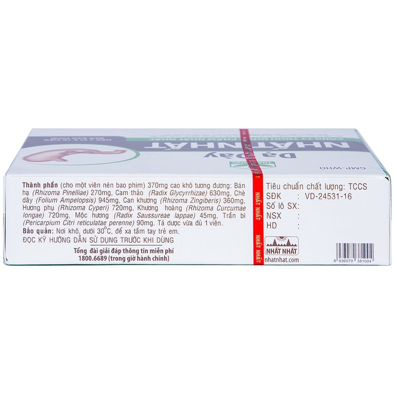 Thuốc Dạ Dày Nhất Nhất điều trị viêm loét dạ dày, hành tá tràng cấp và mãn tính (2 vỉ x 10 viên)