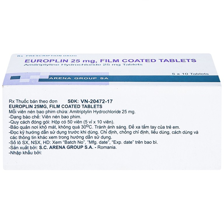 Thuốc Europlin 25mg điều trị trầm cảm (5 vỉ x 10 viên)