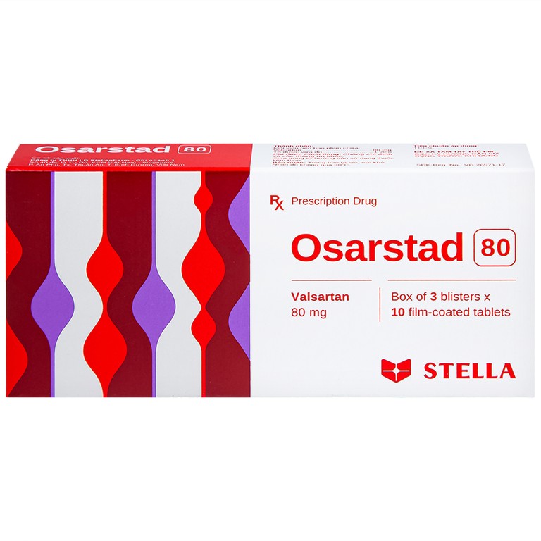 Viên nén Osarstad 80 Stella điều trị tăng huyết áp (3 vỉ x 10 viên)