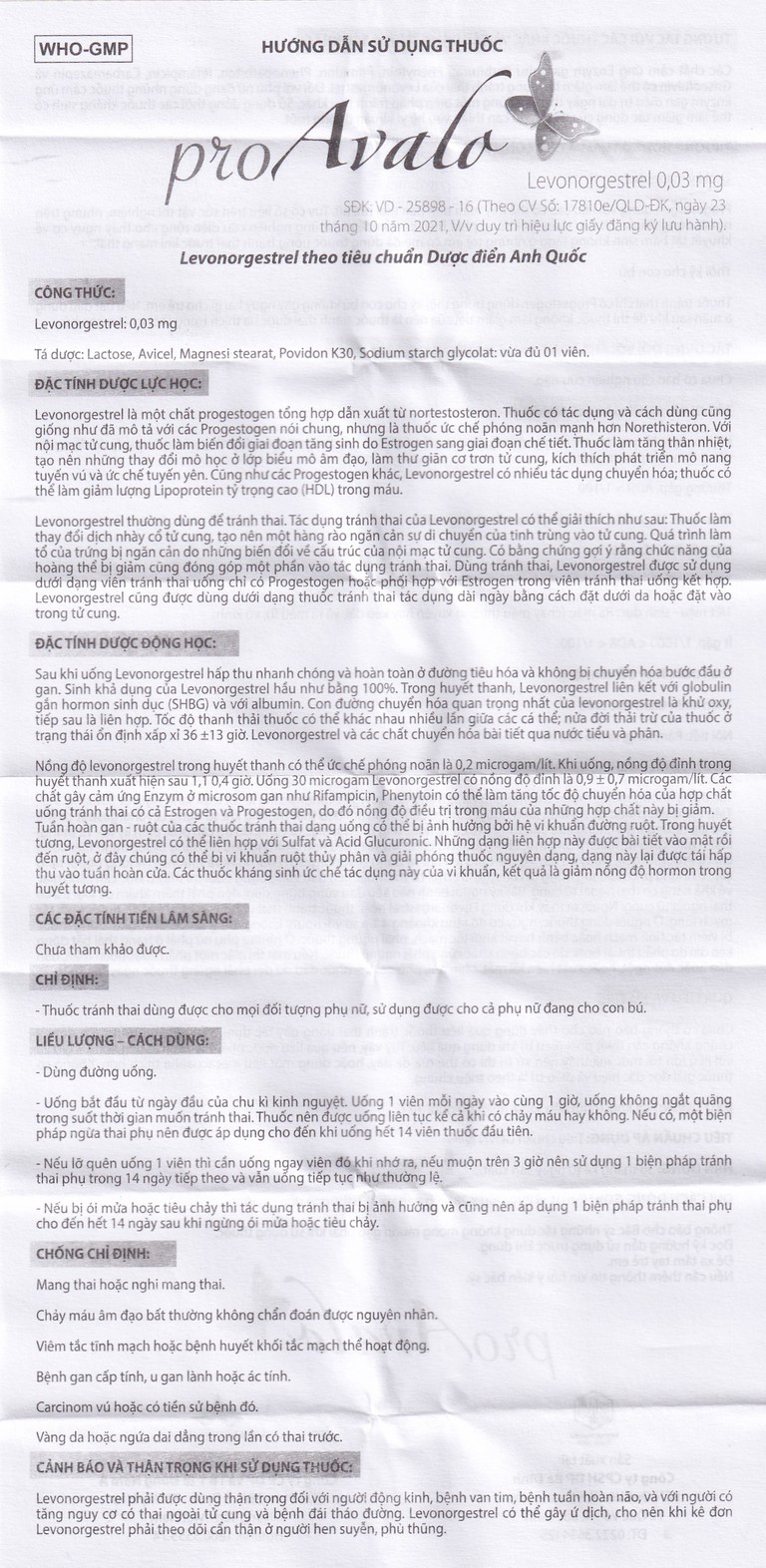 Thuốc proAvalo 0.03mg Babiophar tránh thai hằng ngày (1 vỉ x 28 viên)