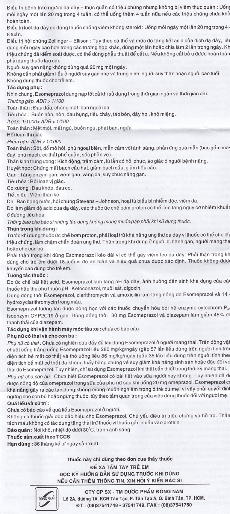 Viên nang Orieso 20mg Đông Nam điều trị loét dạ dày - tá tràng (3 vỉ x 10 viên)