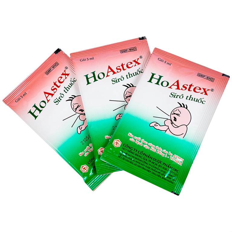 Siro HoAstex OPC điều trị ho, giảm ho trong viêm họng, viêm phế quản (30 gói x 5ml)