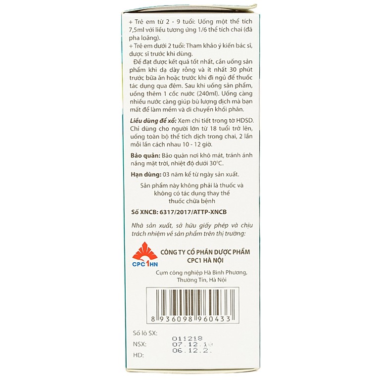 Dung dịch Golistin-Soda CPC1 làm sạch phân trước khi phẫu thuật, chụp X-quang, nội soi (45ml)