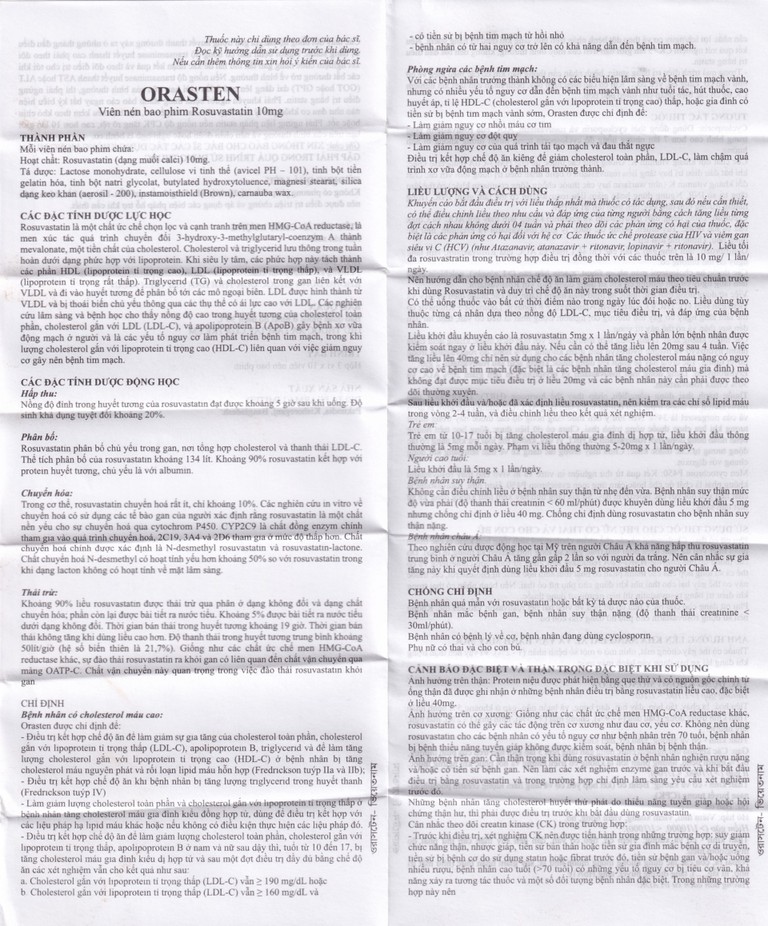 Thuốc Orasten 10mg Delta Pharma giảm cholesterone toàn phần (3 vỉ x 10 viên)