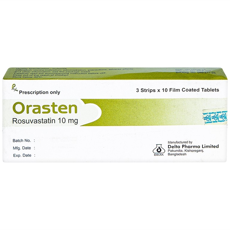 Thuốc Orasten 10mg Delta Pharma giảm cholesterone toàn phần (3 vỉ x 10 viên)