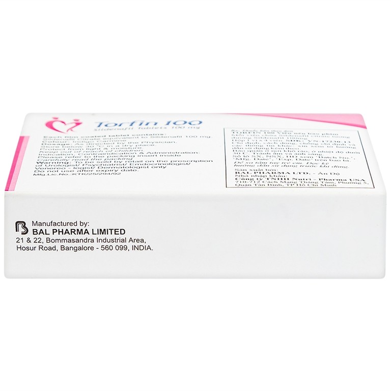 Thuốc Torfin 100mg Bal Pharma điều trị các tình trạng rối loạn cương dương (1 vỉ x 4 viên)